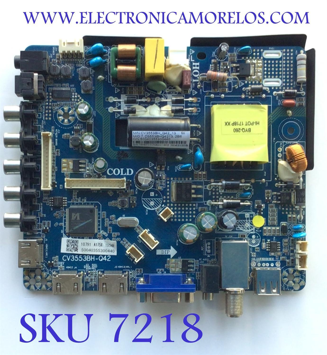 MAIN FUENTE PARA TV ELEMENT / NUMERO DE PARTE 50040355300440 / CV3553BH-Q42 / 7.D3553BHQ4213.2B6 / CV3553BH_Q42_13 / 75H07111705KC1903 / DISPLAY PT320AT01-1 / MODELO ELEFW328